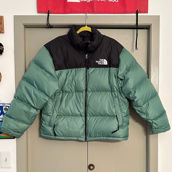 The North Face 1996 Retro Nuptse Puffer Jacket Coat Green Wasabi Black XL NWOT - Picture 1 of 12